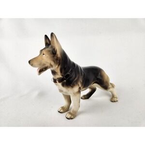 Vtg Napcoware Porcelain German Shepherd Dog Figurine Japan Sticker Numbered Art